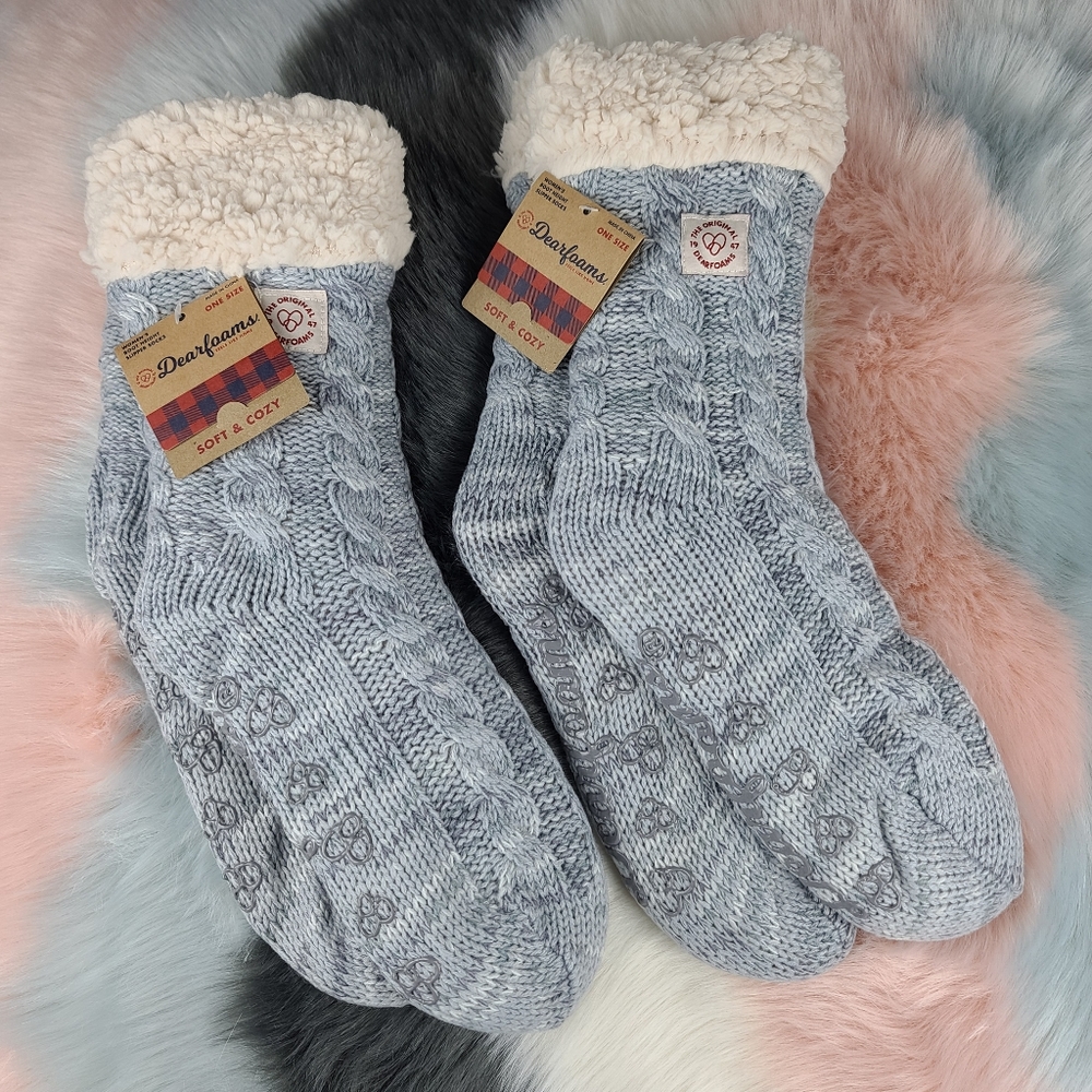 2 pairs of Dearfoams boot height slipper socks - Picture 1 of 8